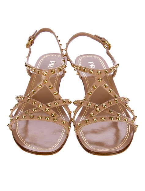 prada leather logo sandals|prada studded pony skin sandals.